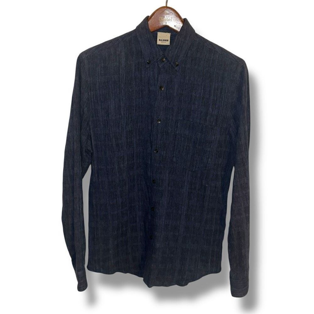 Baldwin Denim KC Navy Woven Oxford Button Down Sz S